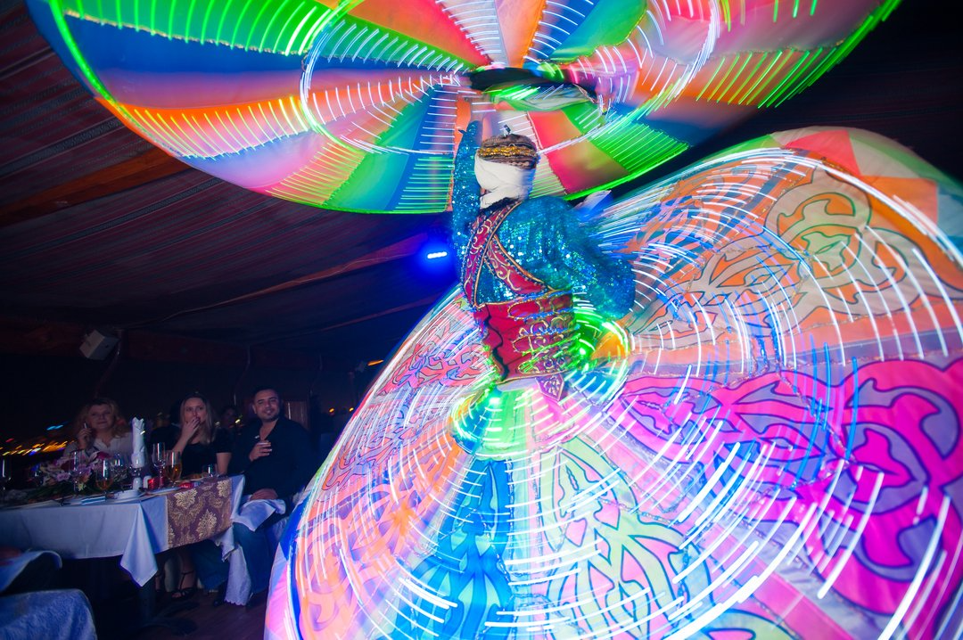 Colourful tanoura dance performance on board the Dubai Marina cruise